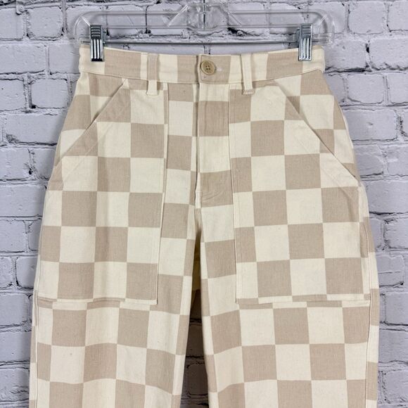 P&Co 304 Service Fatigue Pants Stone Checkerboard Womens Size UK 8/US 4 Short - Picture 4 of 15